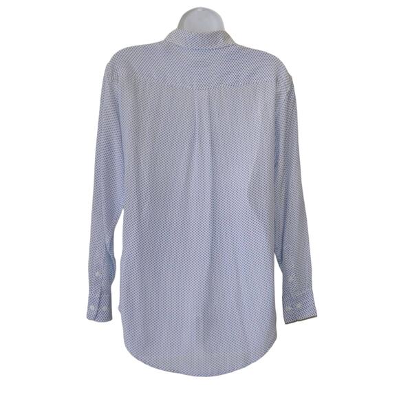 A8 Auth EQUIPMENT White W/Blue Ring Printed Silk Button Up LS Dress Shirt Sz XS - Picture 3 of 5